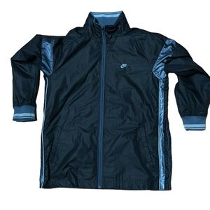 Nike windbreaker full zip jacket black‎ blue pockets size 18-20